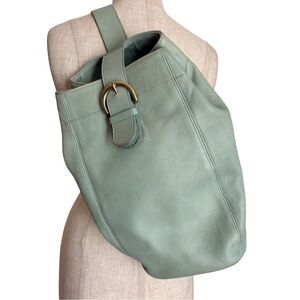 Vintage 90s Coach 4160 ‘Soho Sling’ mint / seafoam green leather shoulder bag.